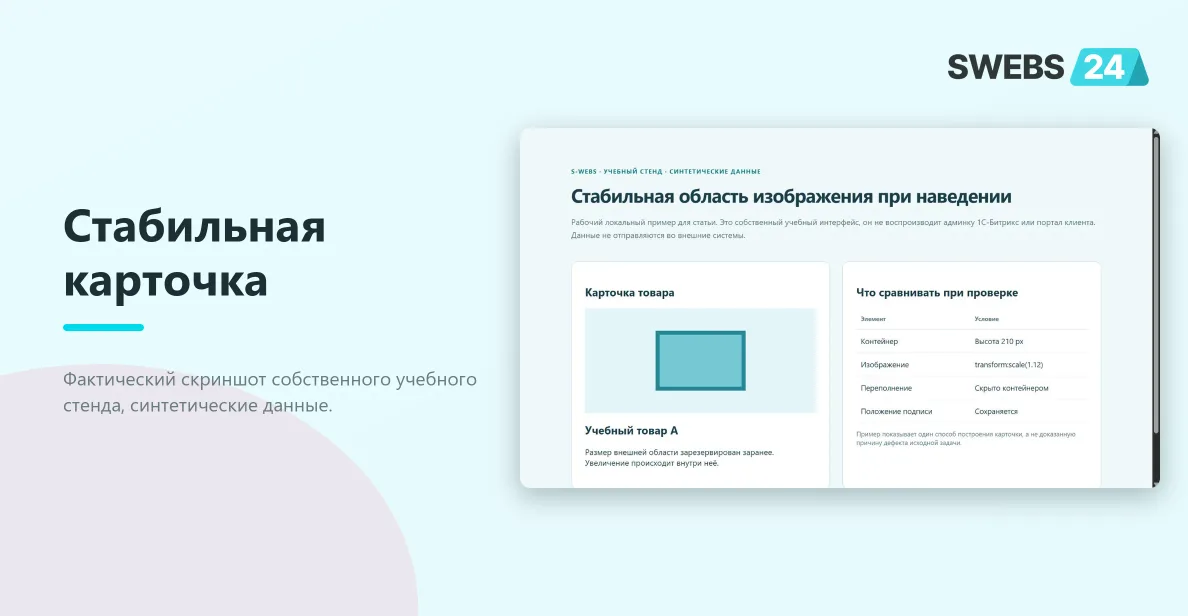 Фиксированная область изображения карточки