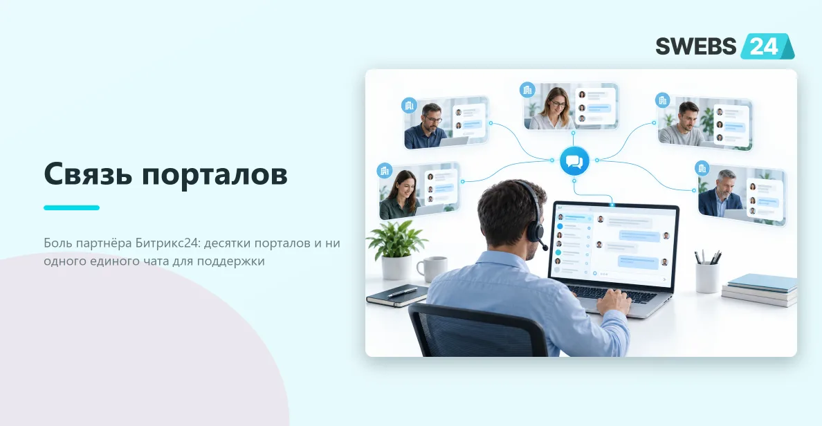Иллюстрация: Межпортальные чаты для партнёров Битрикс24: сквозная поддержка клиентов из единого окна