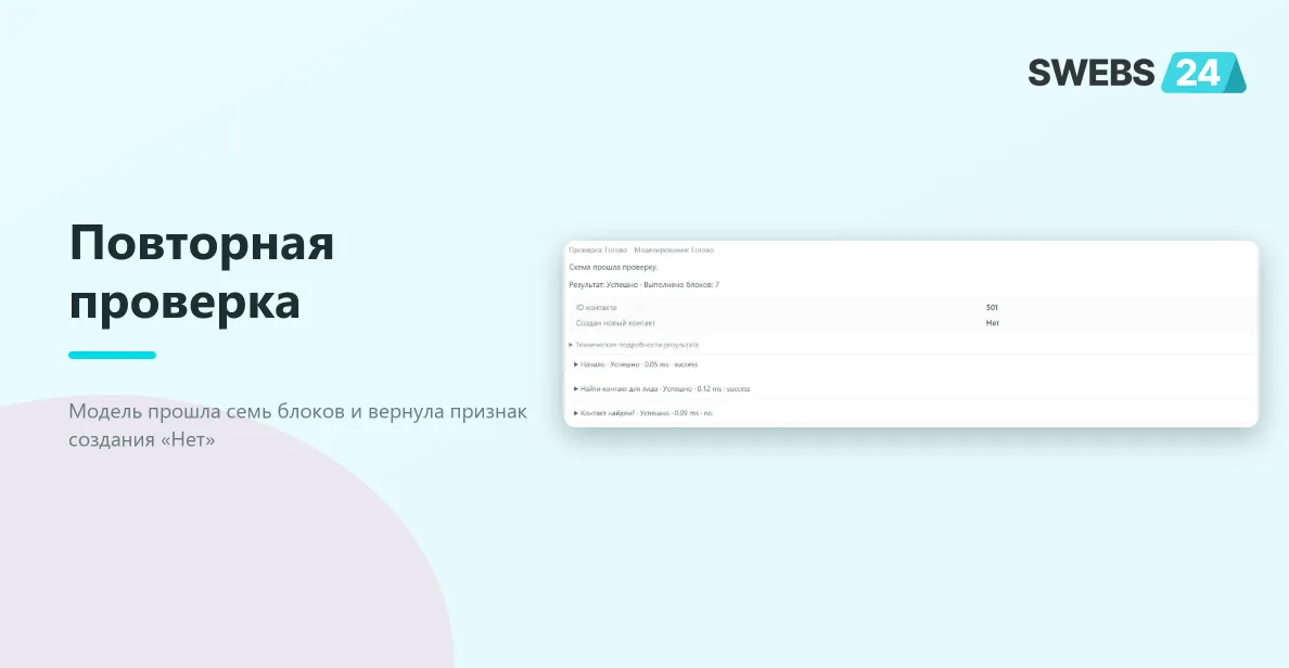 Ответ модели повторной проверки: ID 501, created=false