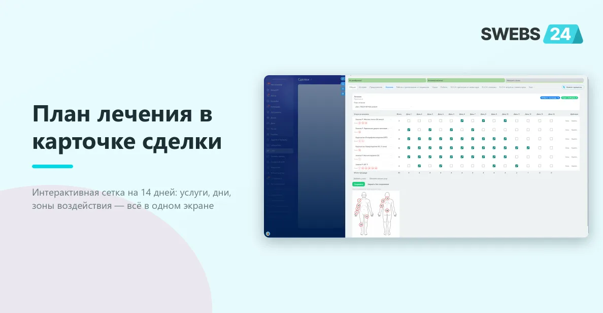 План лечения в карточке сделки