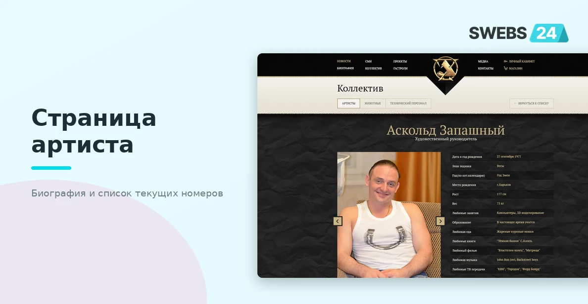 Страница артиста