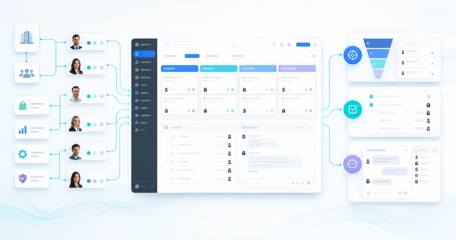 Рабочий портал объединяет структуру компании, роли, CRM, задачи и коммуникации